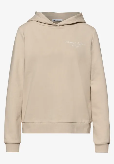 Hoodie met achteropdruk cotton beige Hoodie met achteropdruk cotton beige