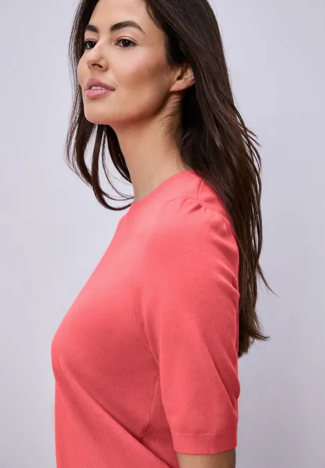 Pullover in Unifarbe striking coral