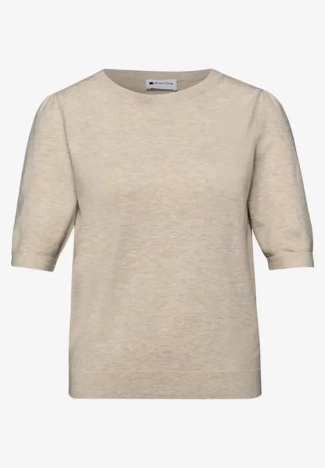 Trui in effen kleur cotton beige mel. Trui in effen kleur cotton beige mel.