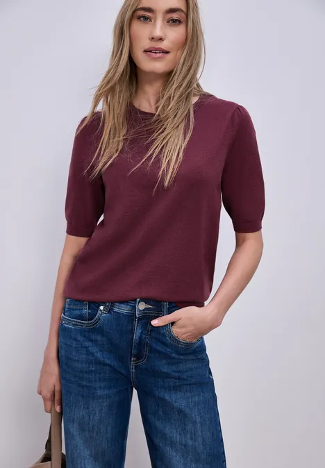 Pullover in Unifarbe truffle red