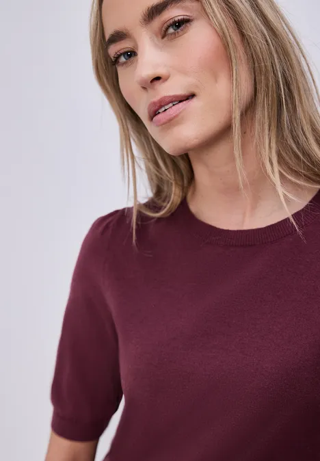 Pullover in Unifarbe truffle red