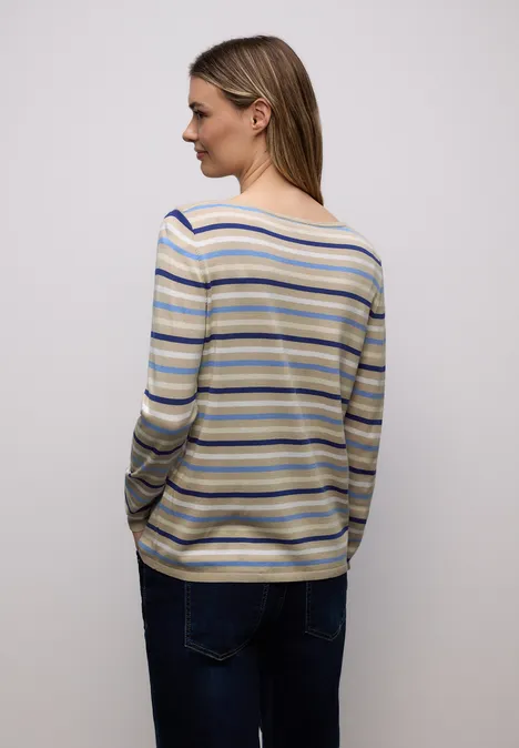 Pull à rayures cotton beige