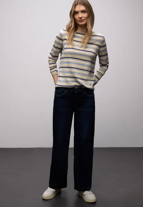 Pull à rayures cotton beige