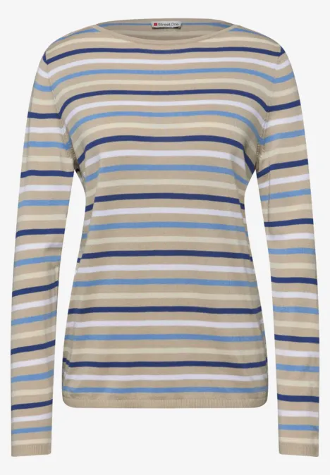 Pull à rayures cotton beige