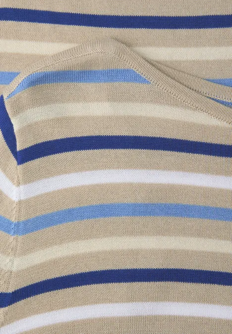 Pull à rayures cotton beige