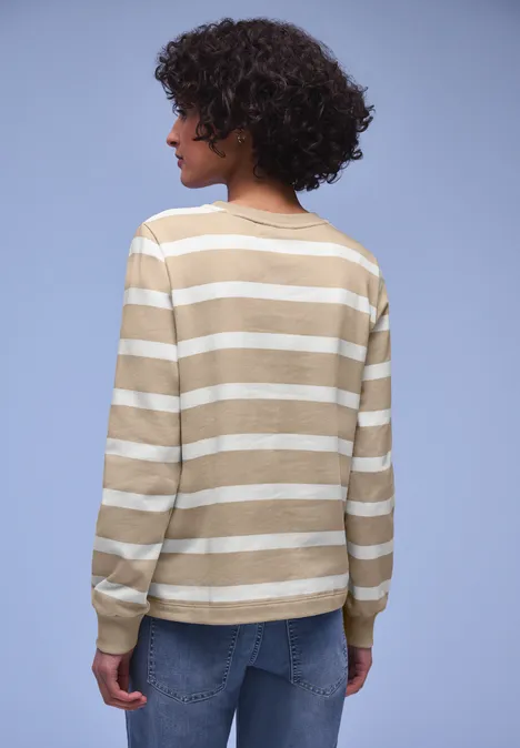 Gestreiftes Sweatshirt cotton beige