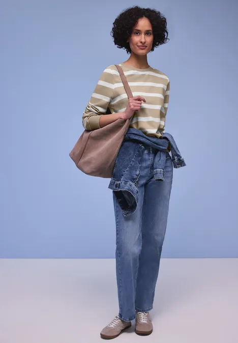 Gestreiftes Sweatshirt cotton beige