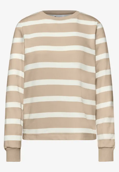Gestreiftes Sweatshirt cotton beige