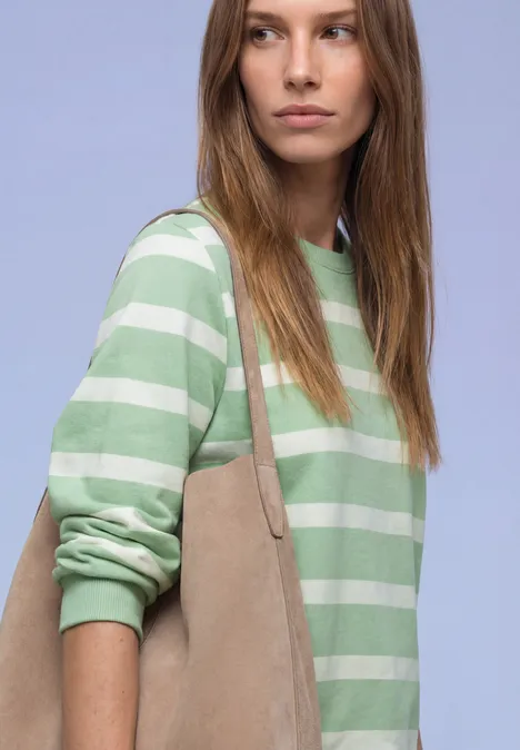 Gestreept sweatshirt pale mint green