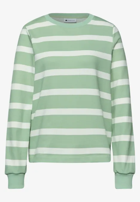 Gestreept sweatshirt pale mint green