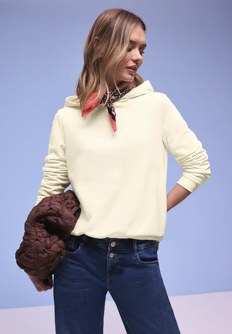 Hoodie in effen kleur soft beige