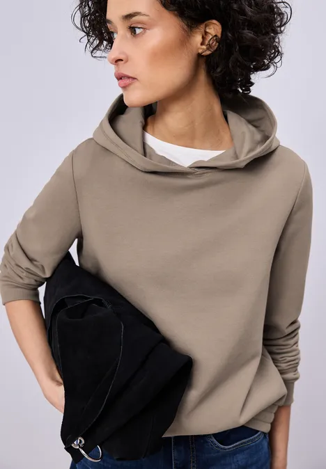 Hoodie in effen kleur light terra mocha