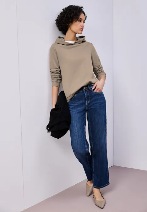 Hoodie in effen kleur light terra mocha