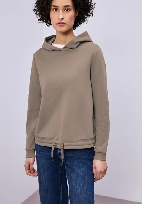 Hoodie in effen kleur light terra mocha