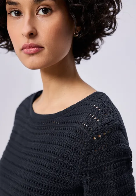 Langarm Pullover mit U-Boot-Ausschnitt shadowed navy Langarm Pullover mit U-Boot-Ausschnitt shadowed navy