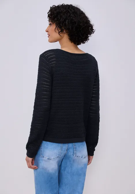 Langarm Pullover mit U-Boot-Ausschnitt shadowed navy Langarm Pullover mit U-Boot-Ausschnitt shadowed navy