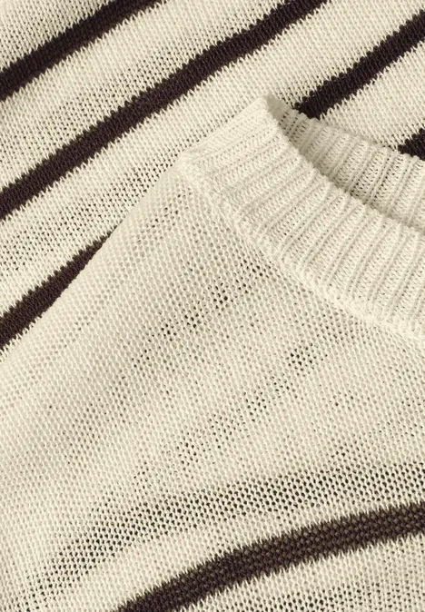 Pullover mit Boatneck und Streifen soft beige