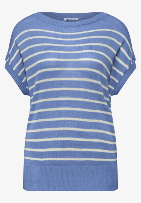 Pullover mit Boatneck und Streifen drift blue