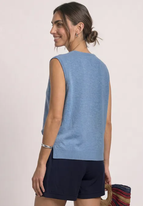 V-hals trui in effen kleur northern blue mel. V-hals trui in effen kleur northern blue mel.