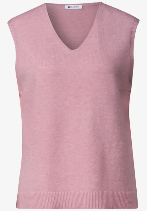 Pullunder mit V-Neck in Unifarbe vintage blush mel. Rosafarbene ärmellose V-Ausschnitt-Strickweste für Damen