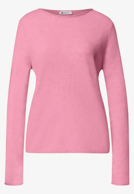 Ein schlichtes, rosa Langarmshirt für Damen.
