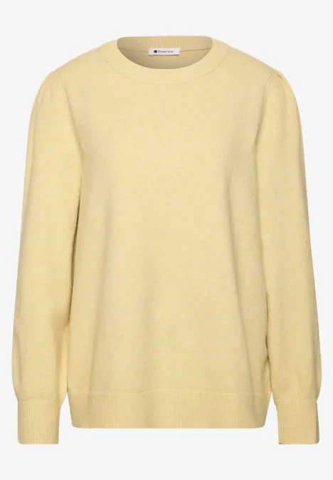 Heller gelber Pullover mit Rundhalsausschnitt und langen Ärmeln