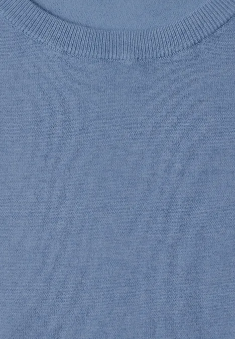 Lichtblauw T-shirt met ronde hals