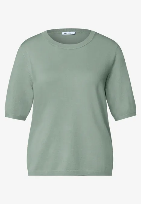 T-shirt met korte mouwen en ronde hals in effen kleur eucalyptus green Een eenvoudig, mintgroen T-shirt met korte mouwen en ronde hals.