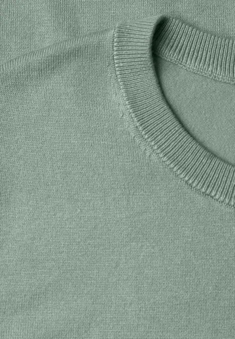 T-shirt met korte mouwen en ronde hals in effen kleur eucalyptus green Een pastelturkooizen trui met ronde hals en zachte gebreide stof.