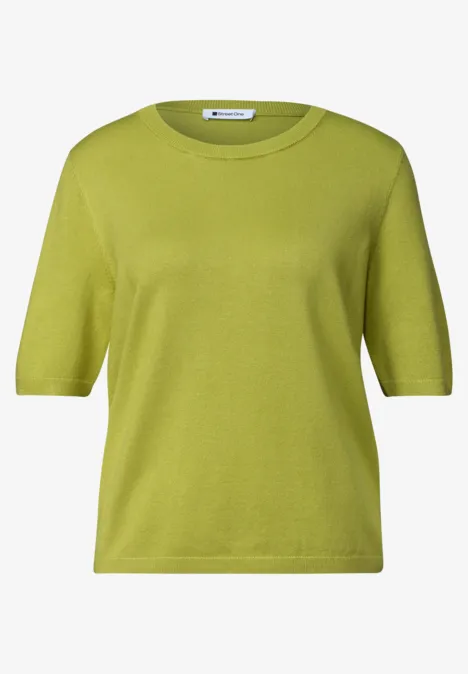 T-shirt met korte mouwen en ronde hals in effen kleur apple lime Lichtgroen T-shirt met korte mouwen en ronde hals.
