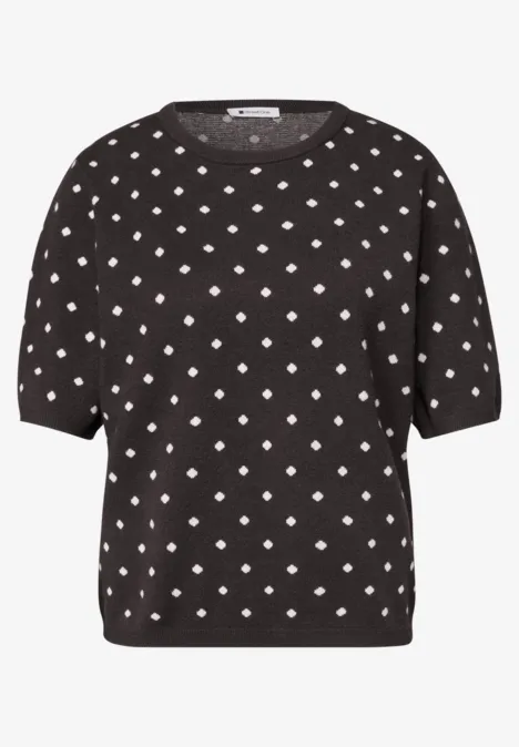 Zwart T-shirt met witte stippen