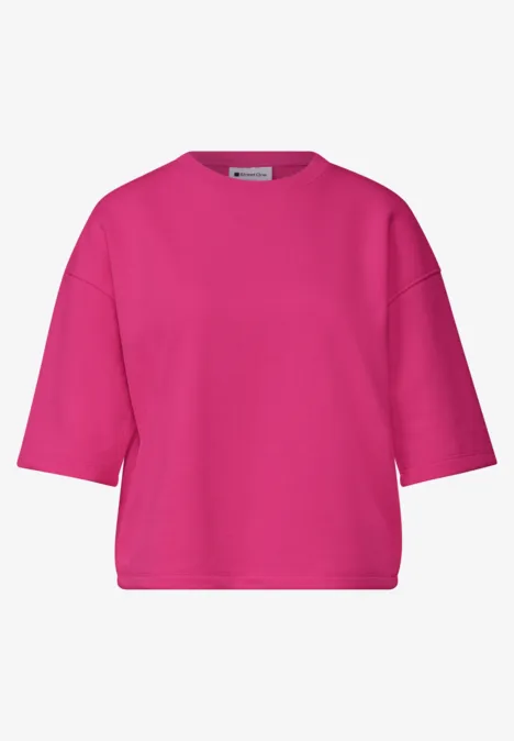 Sweatshirt met korte mouwen en ronde hals magenta dream Oversized pinkes T-Shirt mit halblangen Ärmeln und Rundhalsausschnitt.