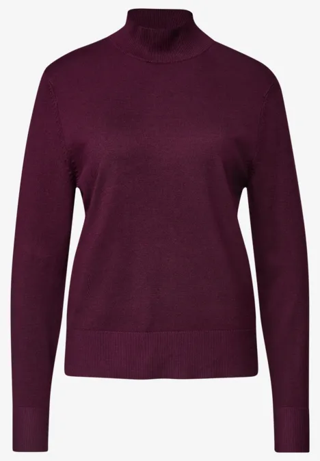 Basic Pullover mit Turtle Neck berry maroon Weinroter Langarmpullover mit hohem Rollkragen, schlicht und elegant.
