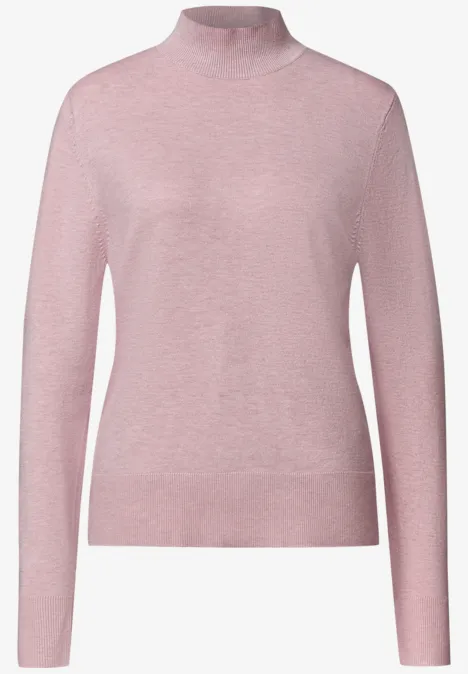 Basic Pullover mit Turtle Neck quiet rose mel. Rosa Rollkragenpullover mit langen Ärmeln, schlichter Stil und feines Strickmuster.