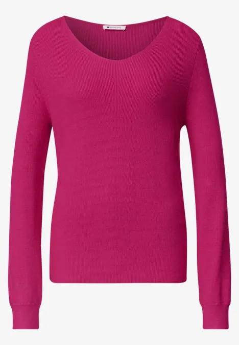 Pull femme à manches longues, uni et coloris fuchsia éclatant