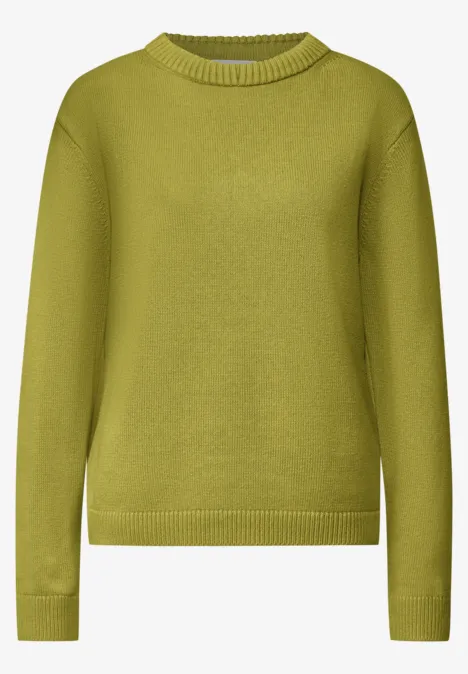 Groene trui met lange mouwen en ronde hals