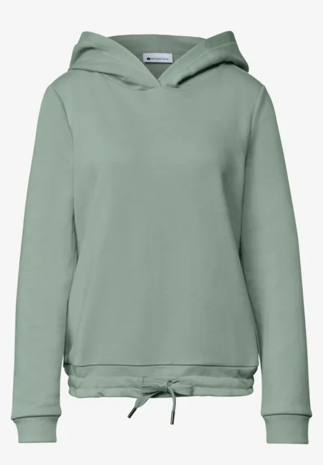 Hellgrüner Kapuzenpullover mit Tunnelzug am Saum