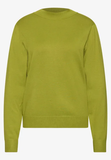 Pullover in Unifarbe mit Rundhals apple lime Olivgrüner Pullover mit Rundhals, langen Ärmeln und Rippbündchen