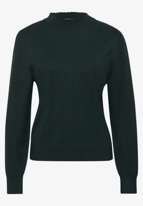 Langarm Pullover mit Turtle Neck und Raffung stormy green Schwarzer Pullover mit langen Ärmeln und schlichtem, klassischem Schnitt.
