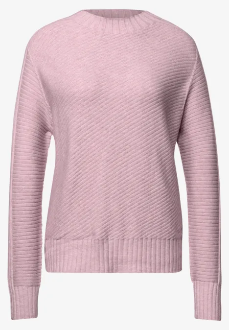 Langarm Pullover mit Turtle Neck und Struktur quiet rose mel. Rosa Strickpullover mit Rundhalsausschnitt und langen Ärmeln.