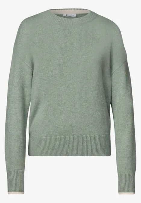 Hellgrüner, schlichter Pullover mit Rundhalsausschnitt