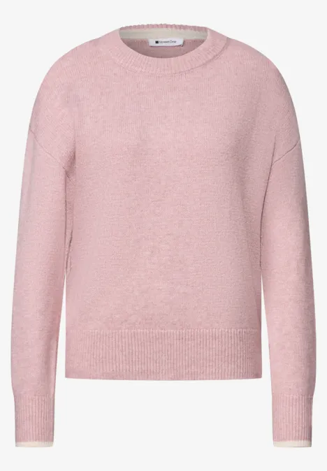 Rosa Pullover mit Rundhalsausschnitt, langen Ärmeln und einfachem Design