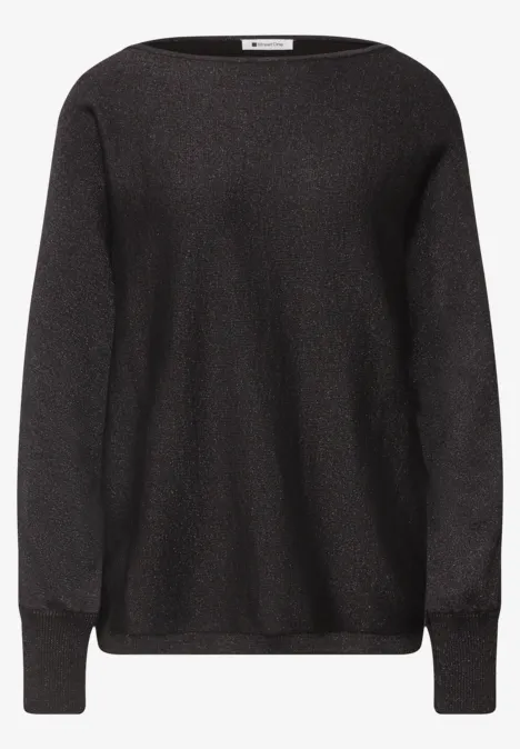 Dolman Pullover mit Glitzerdetails black coffee Schlichter, schwarzer Pullover mit Rundhalsausschnitt und langen Ärmeln.