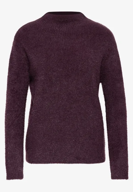 Federgarn Pullover mit Turtle Neck berry plum Feinstrickpullover in dunklem Violett mit Rundhalsausschnitt und langen Ärmeln.
