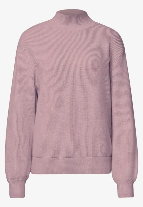 Pullover im Melange-Look mit Turtle Neck quiet rose mel. Rosa Damenpullover mit Stehkragen und langen Ärmeln