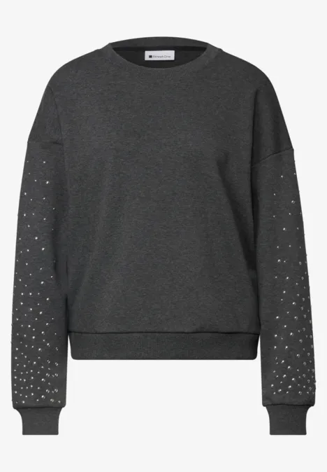 Loose Fit Sweatshirt mit Nieten armor grey mel. Grau meliertes Sweatshirt mit Nietenbesatz an den Ärmeln.