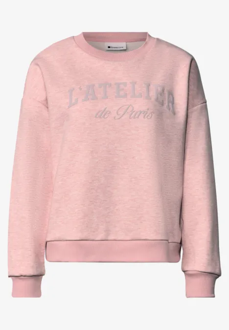 Rosa Damen-Sweatshirt mit Rundhalsausschnitt und Aufdruck 'L’ATELIER de Paris'.