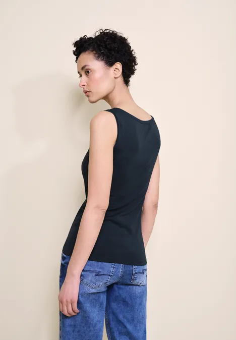 Basic Top in Unifarbe deep blue