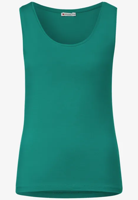 Basic Top in Unifarbe intense aqua