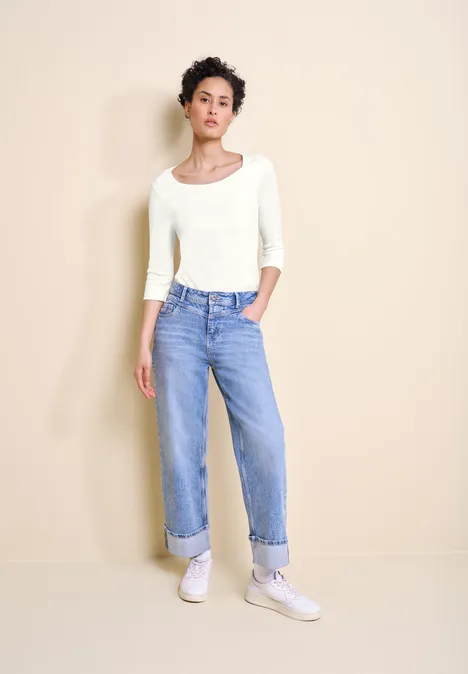 Basic T-Shirt mit 3/4 Arm off white